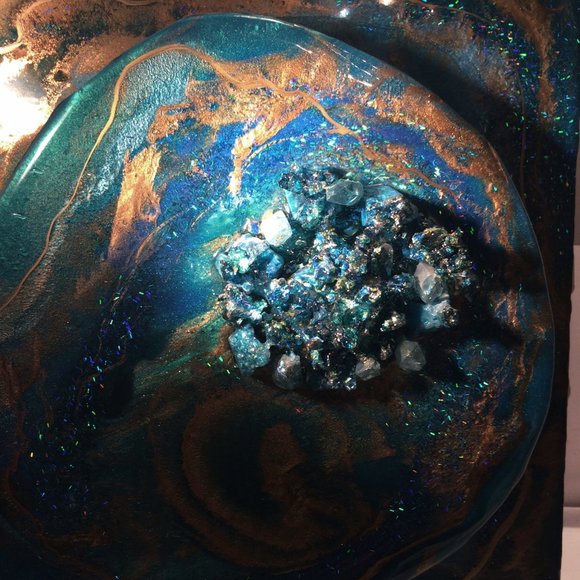 Resin Geode Abstract style Wall Art by me 12x12 - Picture 4 of 5